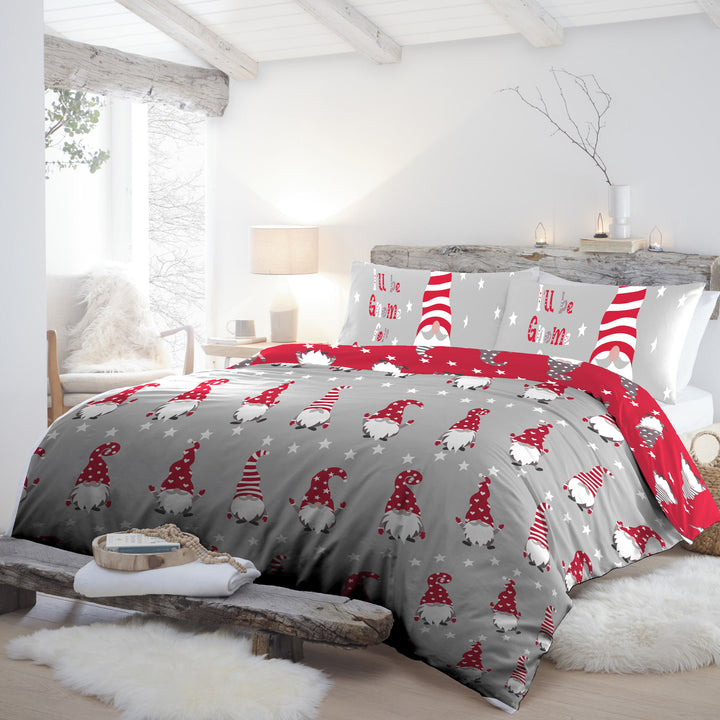 Gnome For Christmas Duvet Cover Set by Fusion Christmas in Silver - Duvet Cover Set - Fusion Christmas