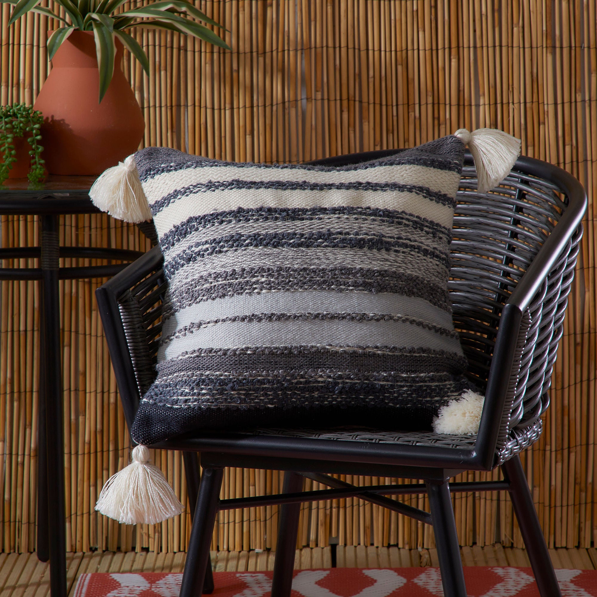 Grayson Outdoor Cushion by Drift Home in Black 43 x 43cm - Cushion - Drift Home