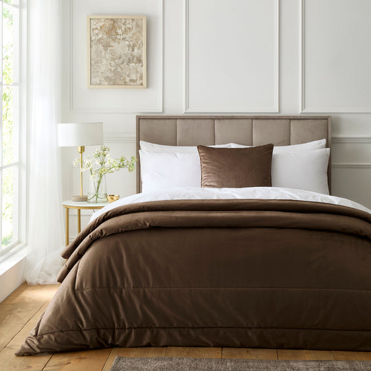 Harlan Velvet Bedspread in Chocolate 235 x 235cm
