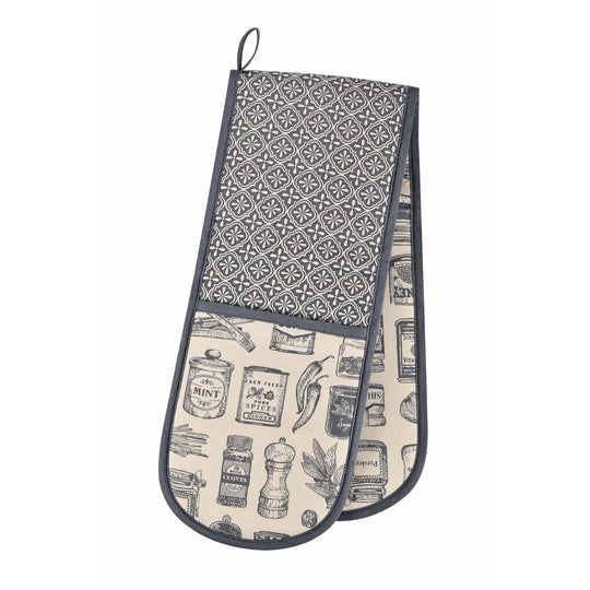 Herbs & Spices Double Oven Glove in Grey