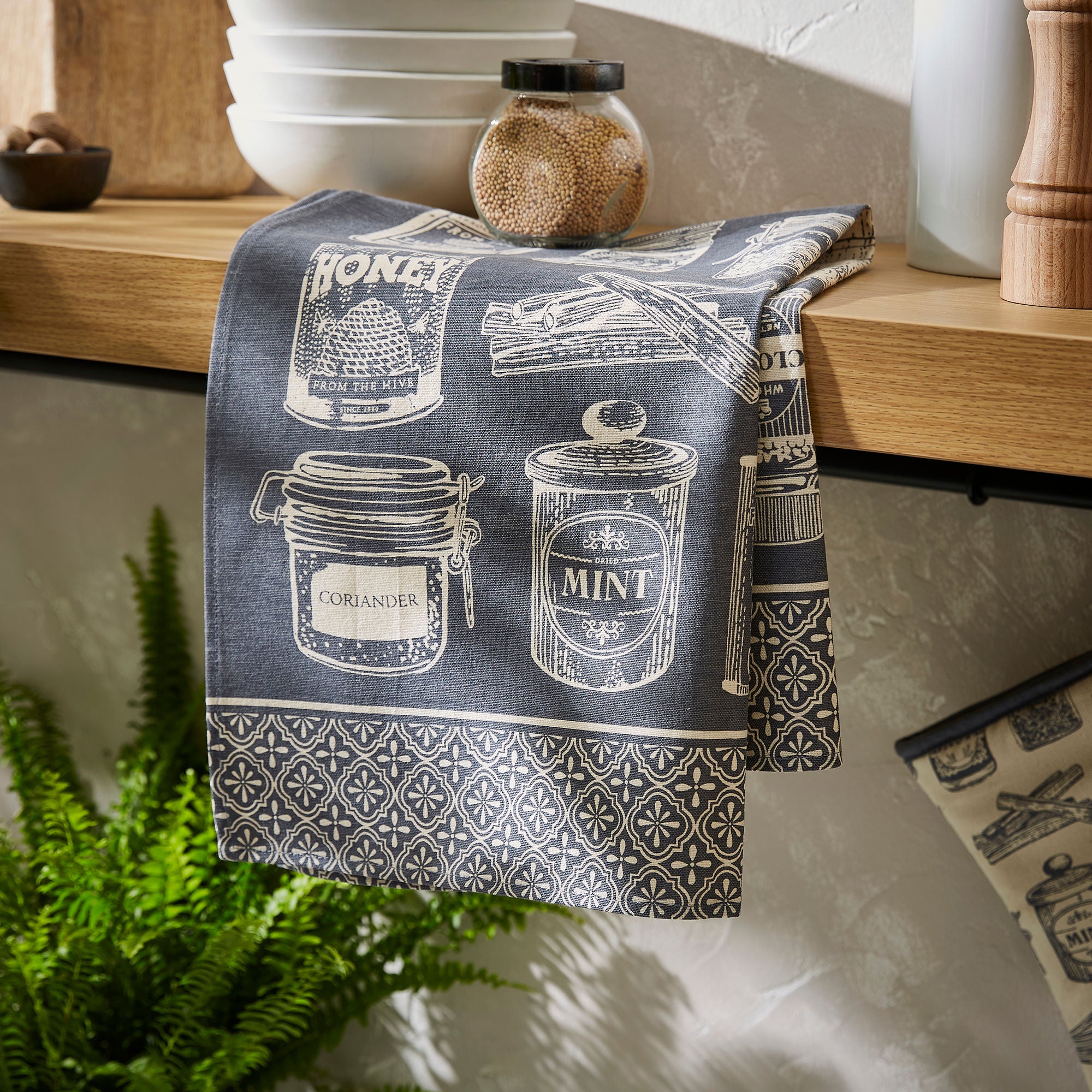 Ulster Weavers Herbs & Spices Tea Towel - Cotton One Size in Grey - Tea Towel - Ulster Weavers