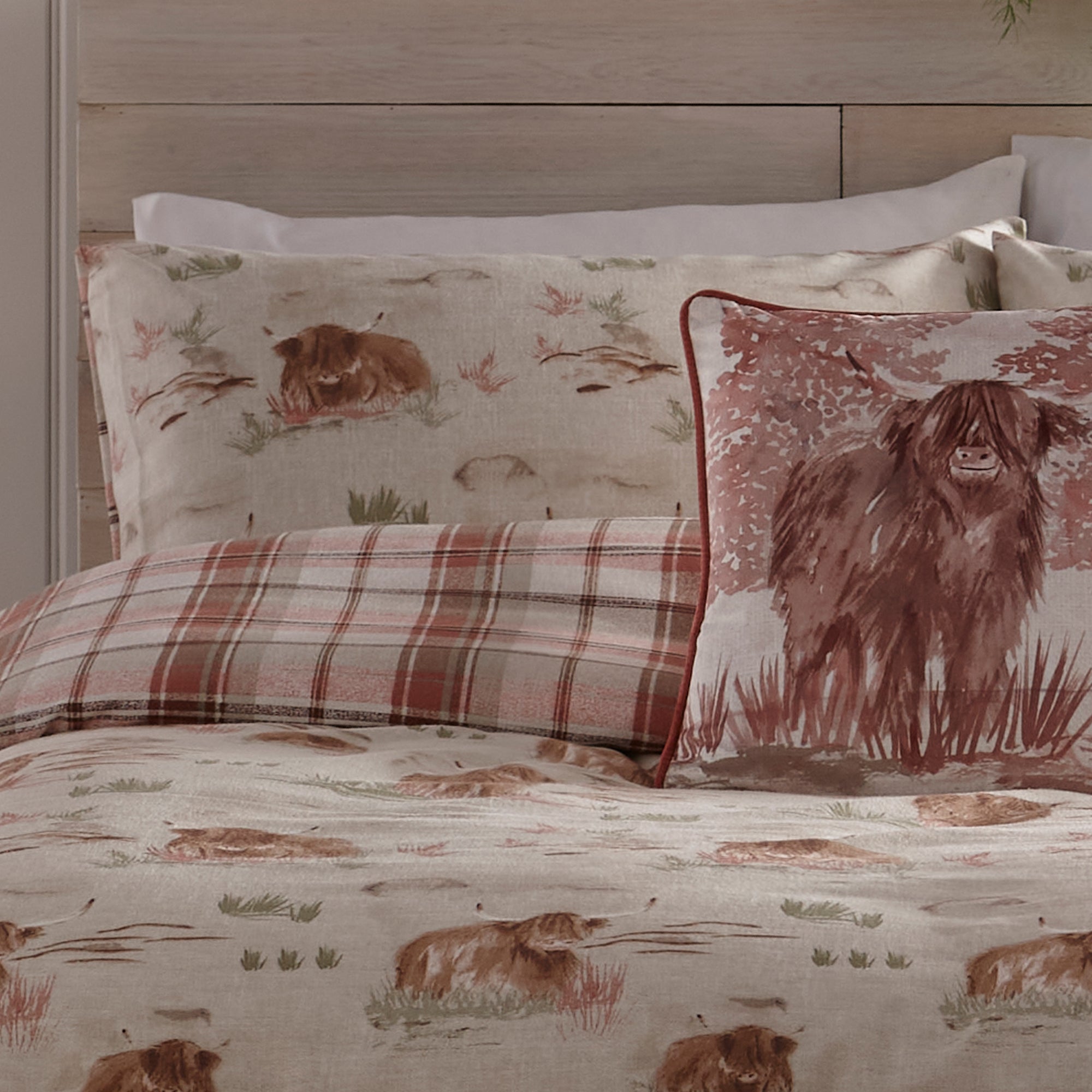 Hanson Highland Cow Duvet Cover Set by Dreams & Drapes Lodge in Terracotta - Duvet Cover Set - Dreams & Drapes Lodge