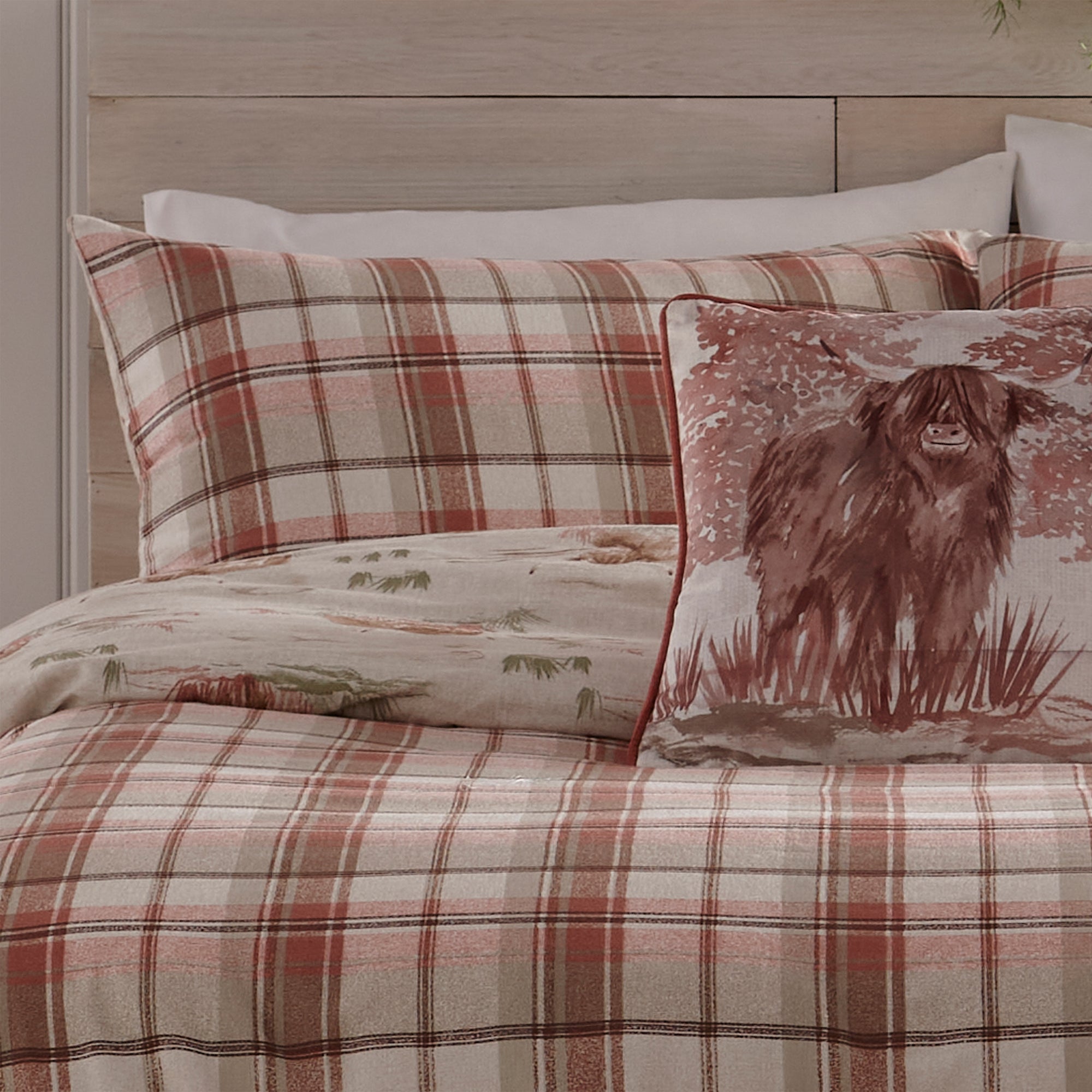 Hanson Highland Cow Duvet Cover Set by Dreams & Drapes Lodge in Terracotta - Duvet Cover Set - Dreams & Drapes Lodge