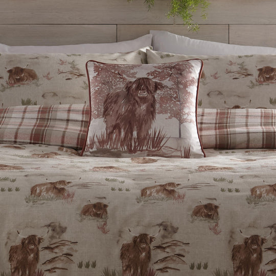 Hanson Highland Cow Cushion in Terracotta 43 x 43cm