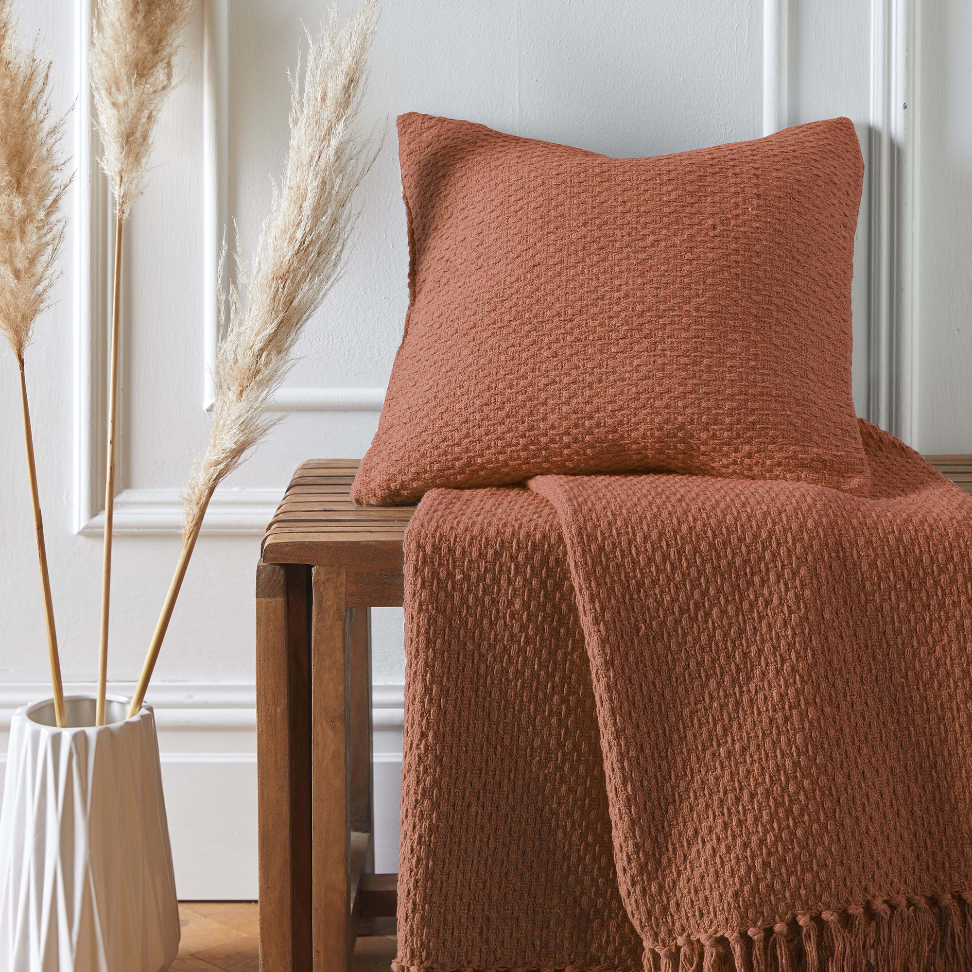Hayden Cushion by Drift Home in Terracotta 43 x 43cm - Cushion - Drift Home