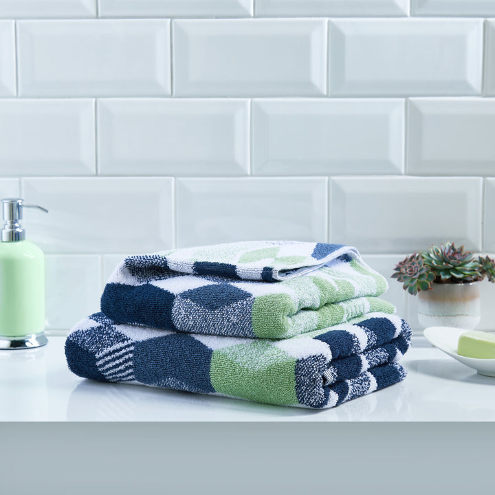 Hexagon Towels by Fusion Bathroom in Navy - Hand Towel - Fusion Bathroom