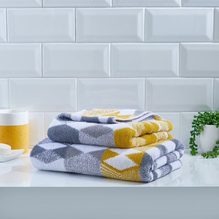 Hexagon Hand Towel (2 pack) by Fusion Bathroom in Grey 50 x 90cm