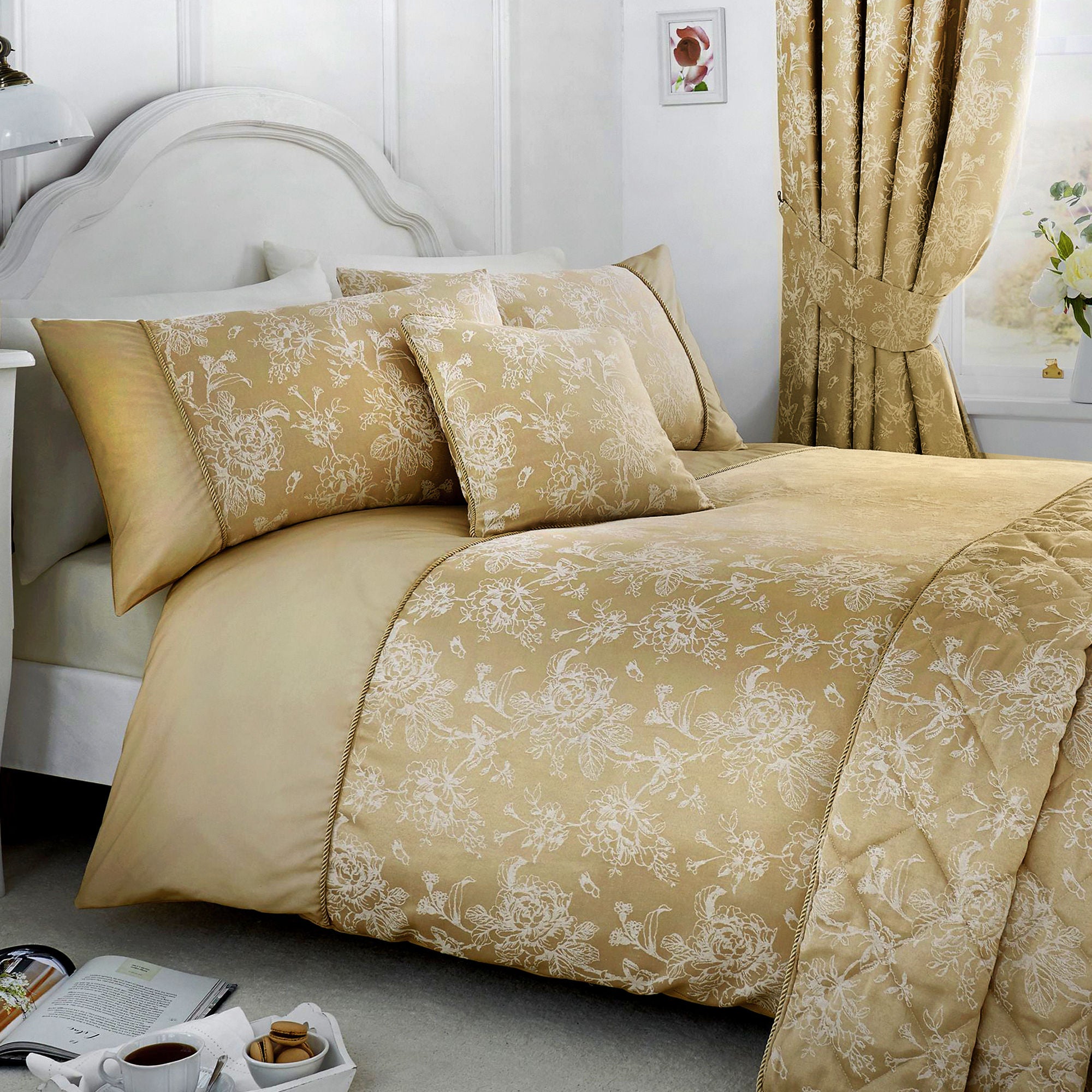 Jasmine Bedspread by Dreams & Drapes Woven in Champagne 240x220cm - Bedspread - Dreams & Drapes Woven