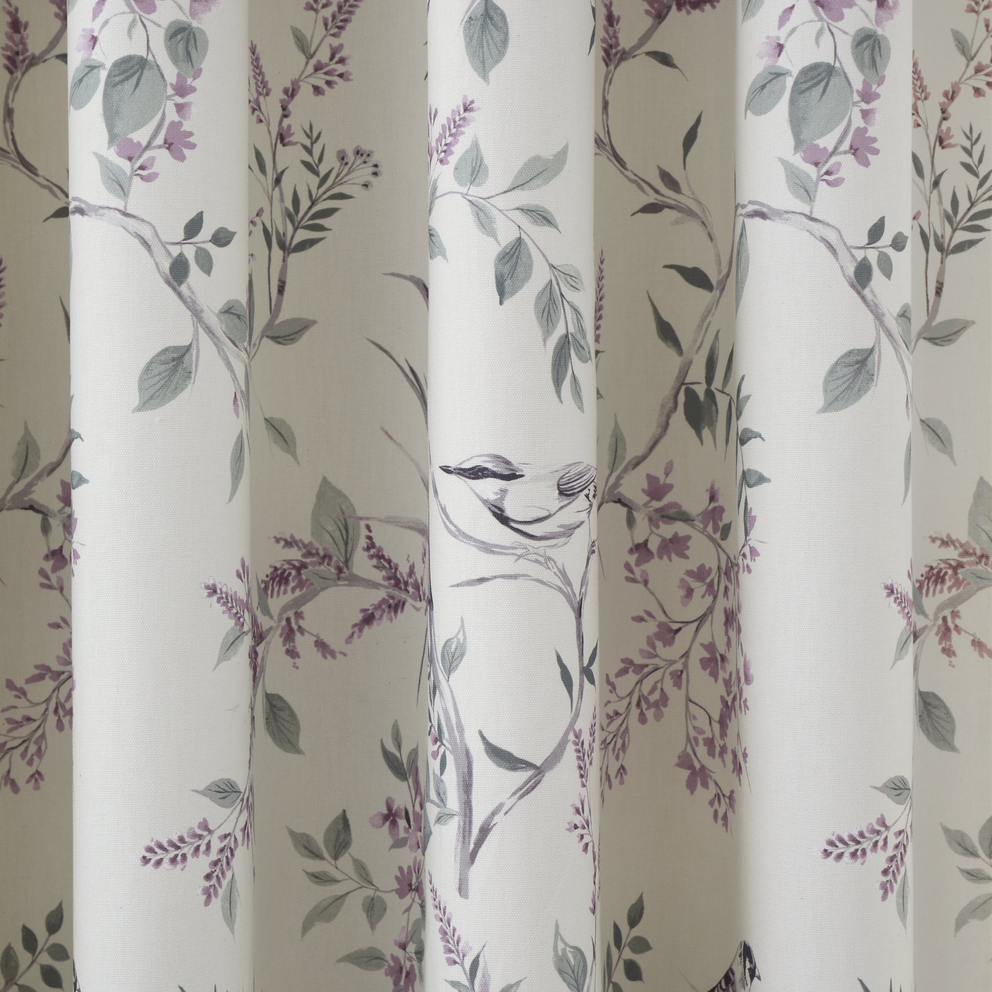 Jazmine Pair of Pencil Pleat Curtains With Tie-Backs by Dreams & Drapes Design in Heather - Pair of Pencil Pleat Curtains With Tie-Backs - Dreams & Drapes Design