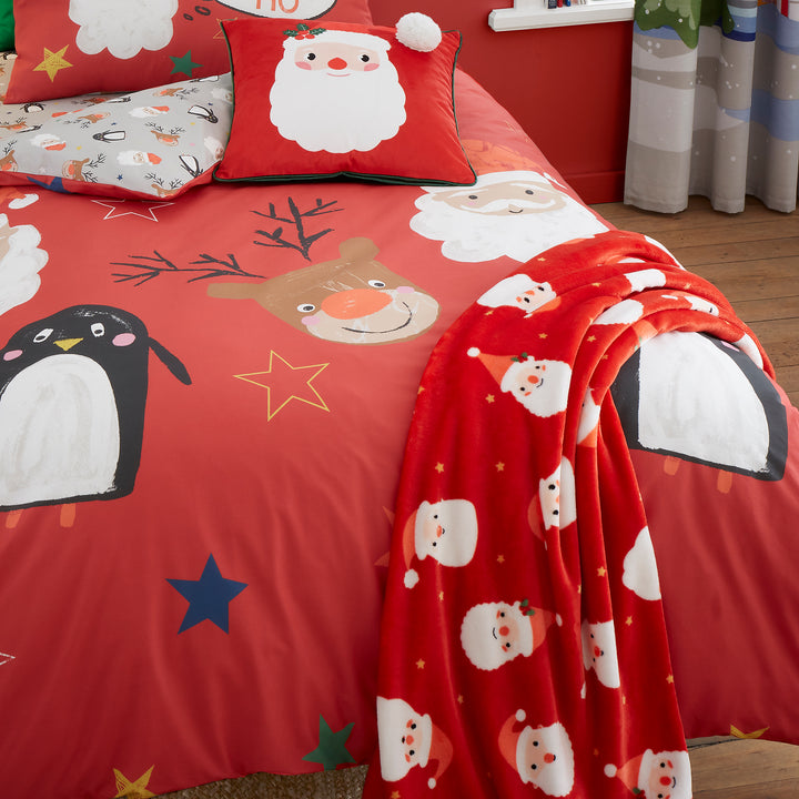 Jolly Santa Throw by Dreams & Drapes Design in Red 120 x 150cm - Throw - Dreams & Drapes Design