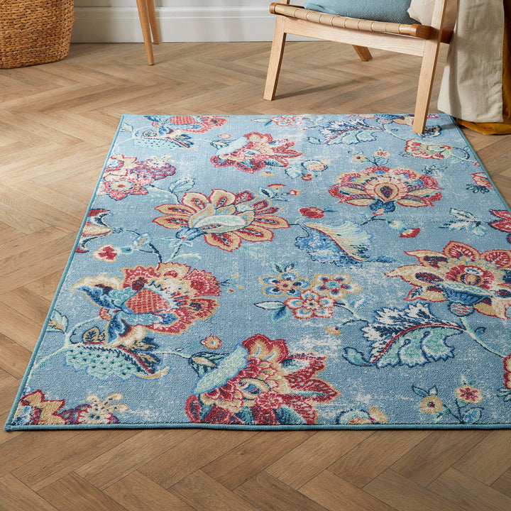 Keats Washable Rug by Dreams & Drapes Design in Blue 120 x 180cm - Washable Rug - Dreams & Drapes Design