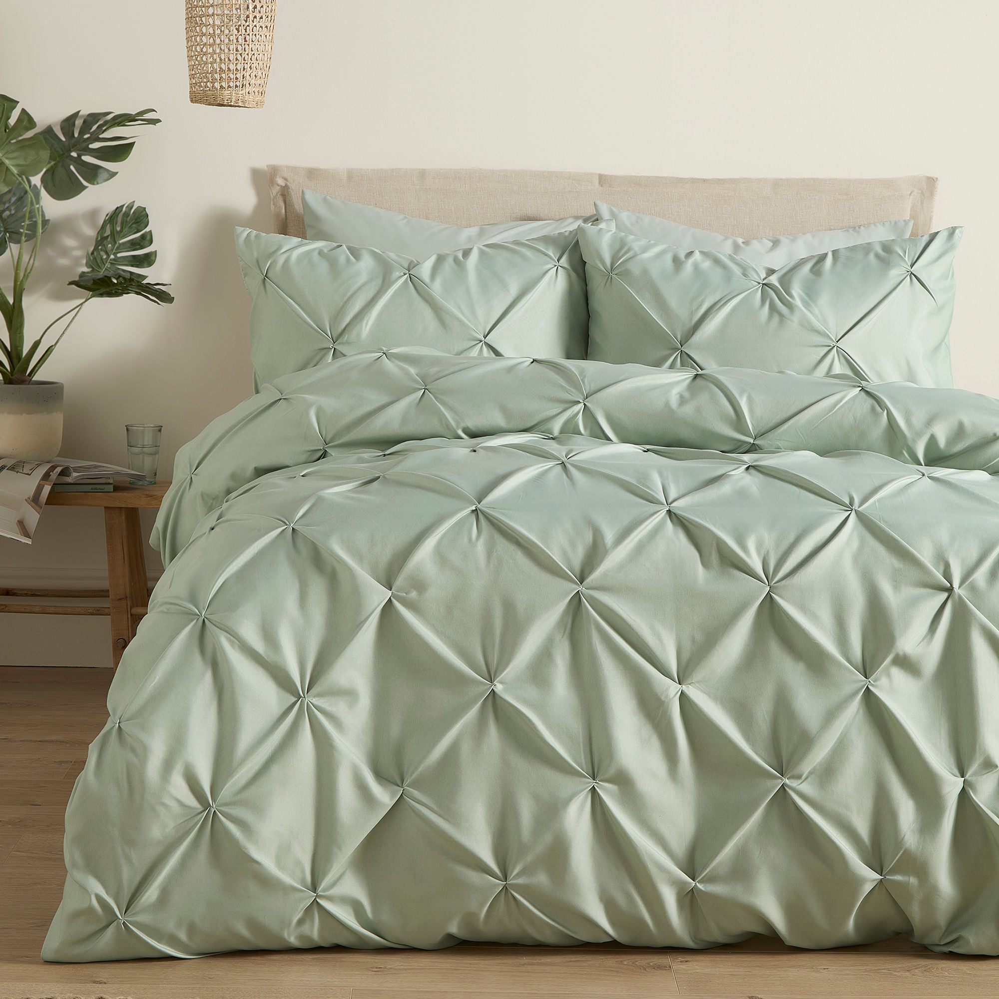 Lara Duvet Cover Set in Steel/Sage - Duvet Cover Set - Serene