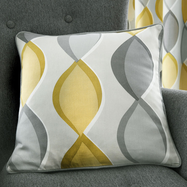 Lennox Cushion by Fusion in Grey & Ochre 43 x 43cm - Cushion - Fusion