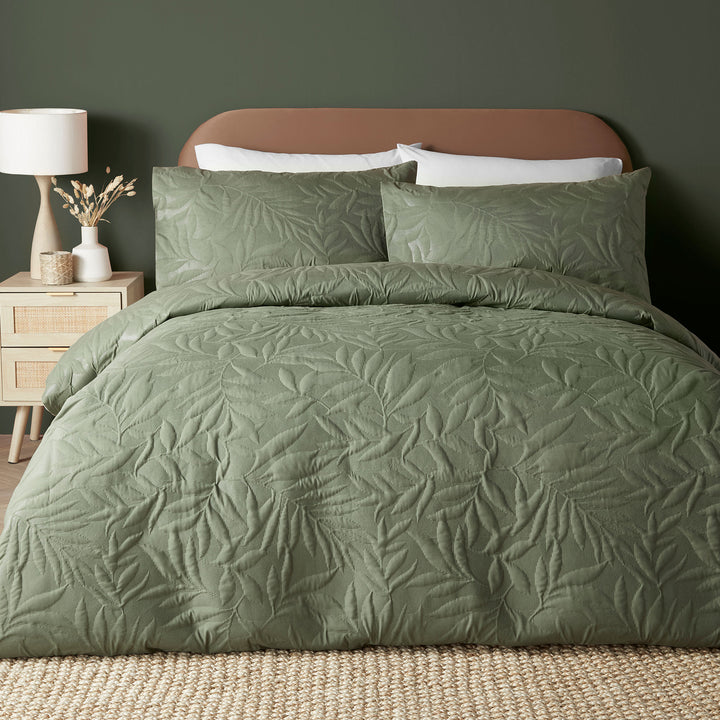 Luana Duvet Cover Set by Serene in Dark Green - Duvet Cover Set - Serene