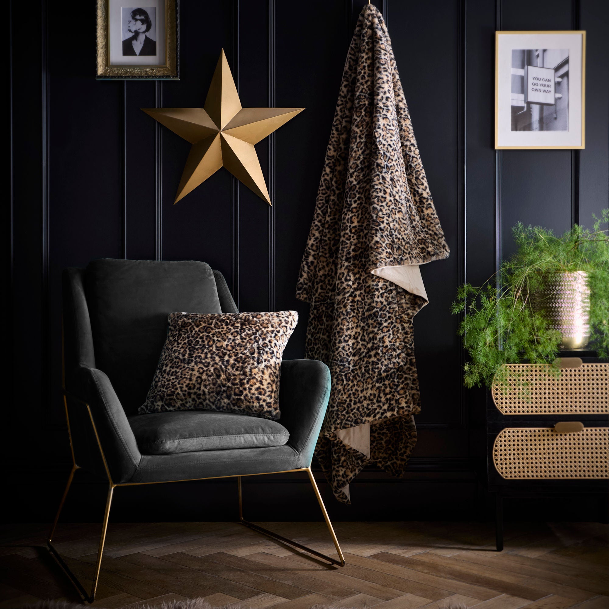 Leopard Faux Fur Cushion in Natural 43 x 43cm - Cushion - Fusion
