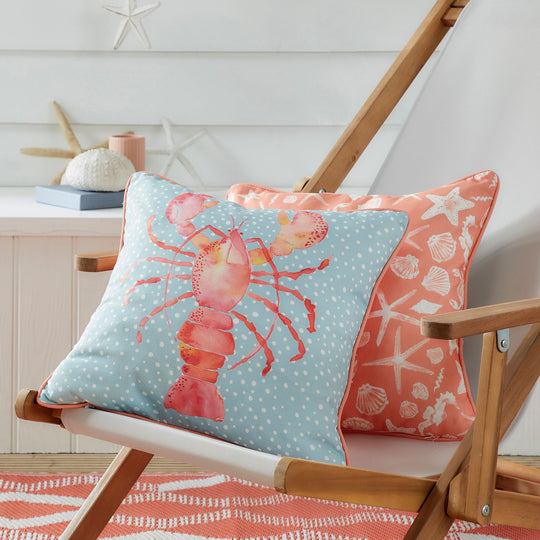 Lobster Outdoor Cushion in Orange 43 x 43cm
