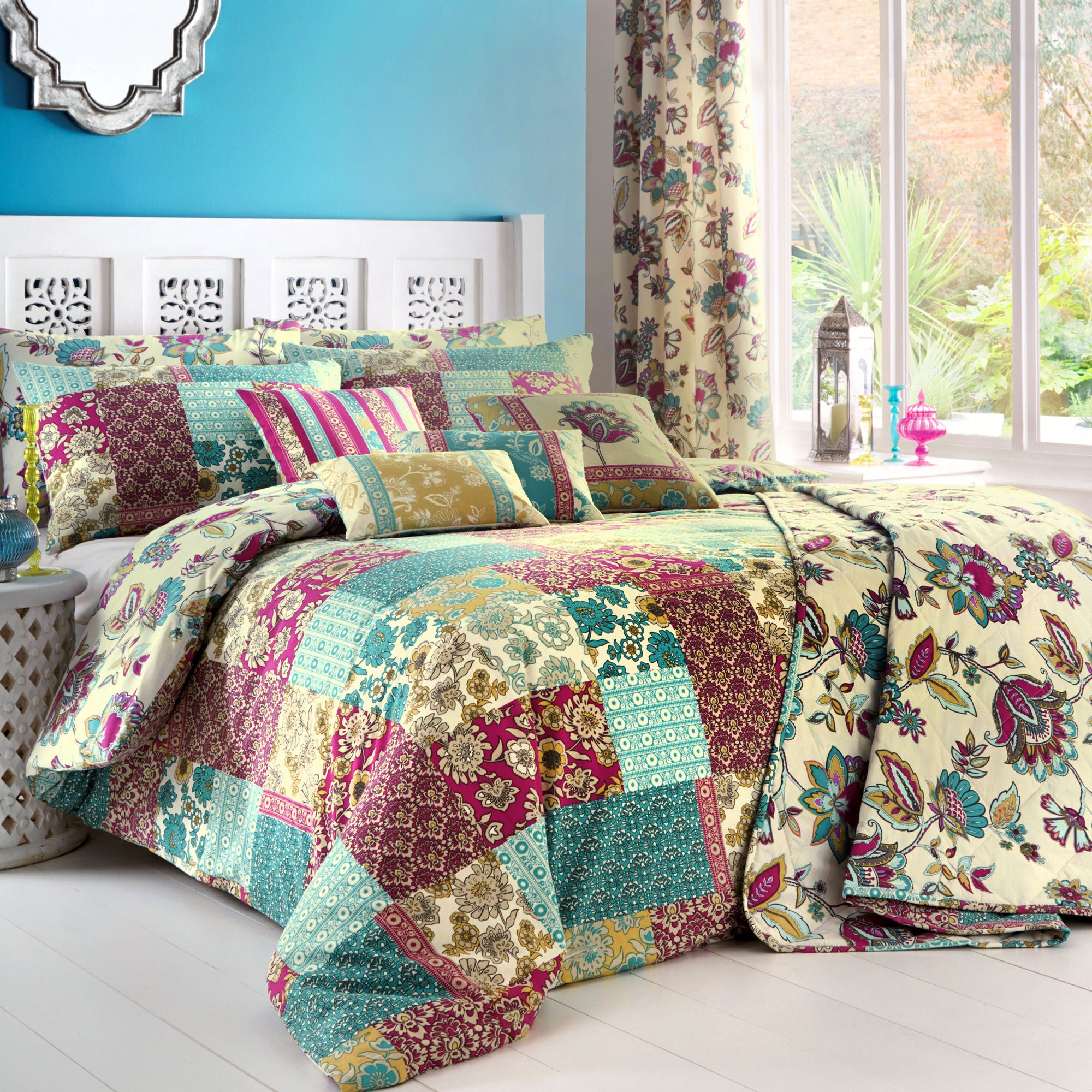 Marinelli Duvet Cover Set by Dreams & Drapes in Teal - Duvet Cover Set - Dreams & Drapes