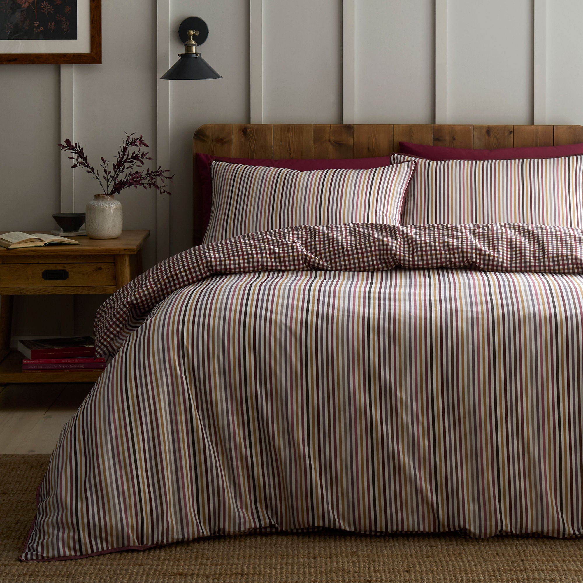 Micro Check Duvet Cover Set in Berry - Duvet Cover Set - Appletree Loft