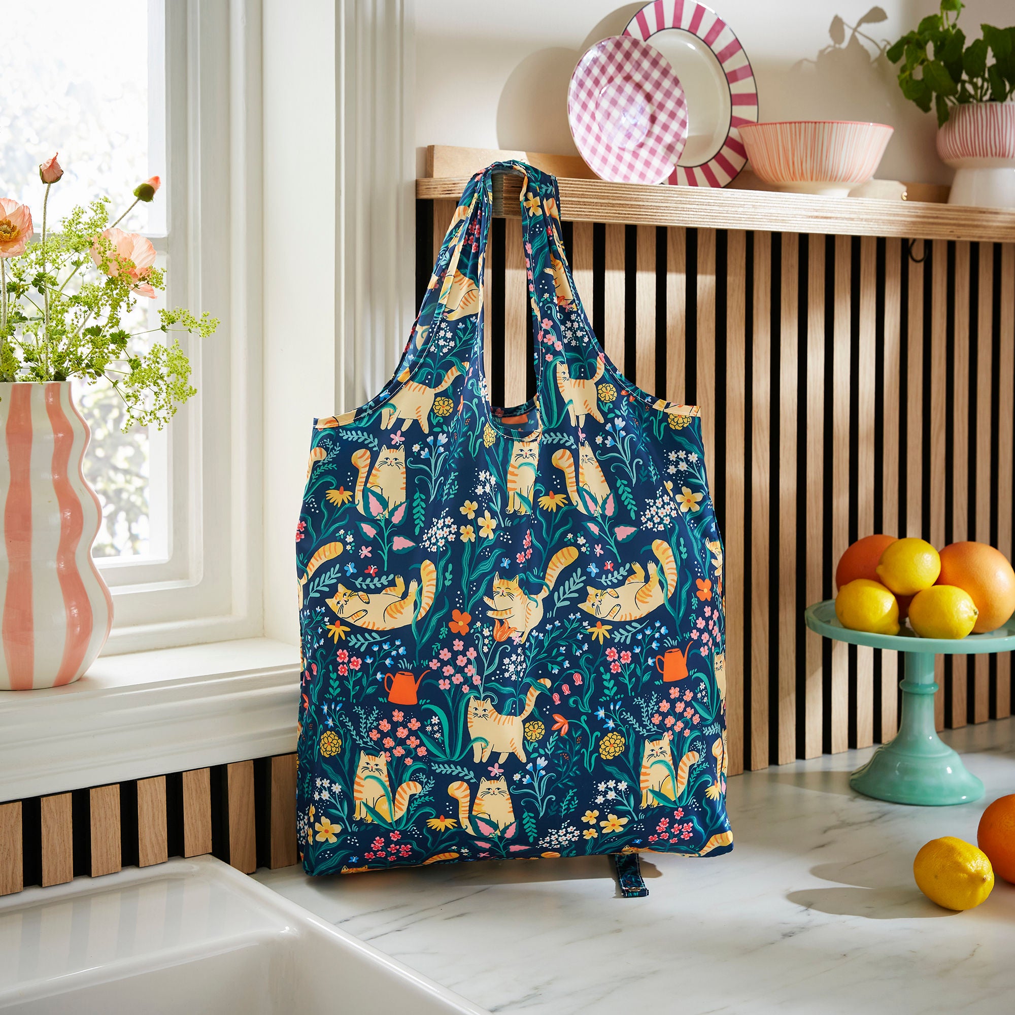Marmalade Meadow Foldable Tote Bag Medium in Navy - Bag - Ulster Weavers