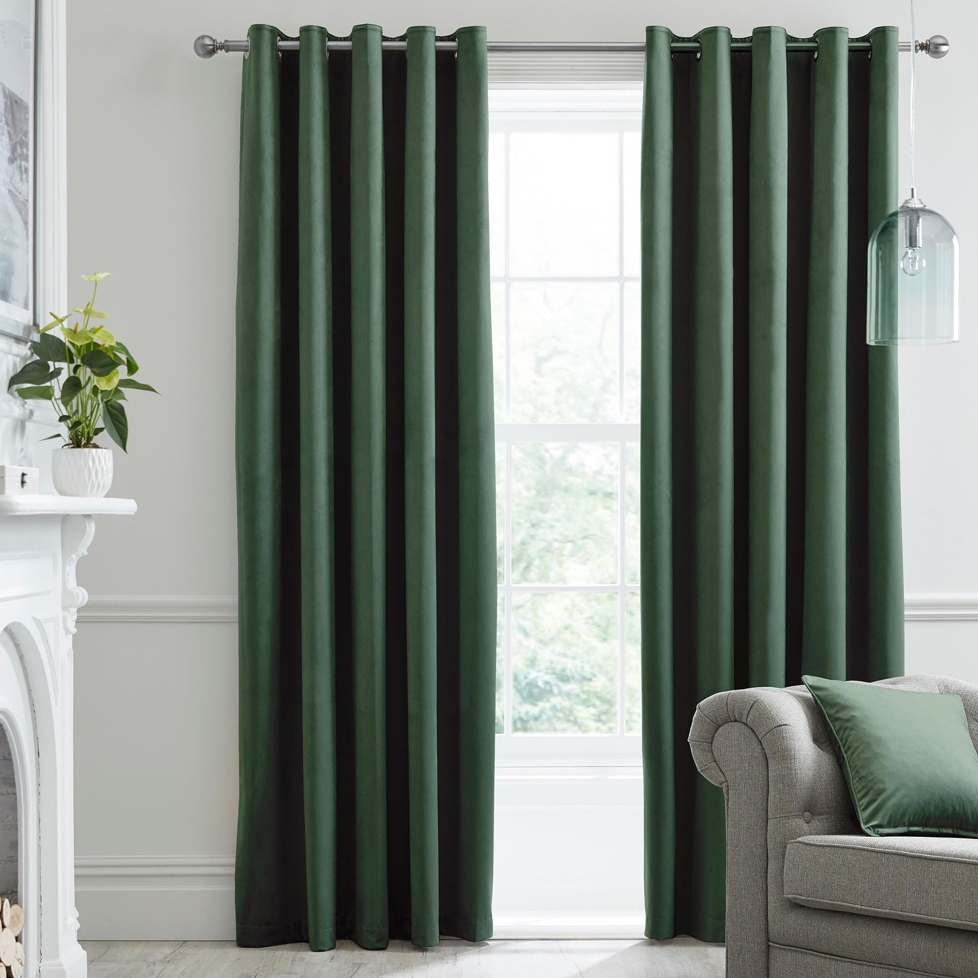 Montrose Pair of Eyelet Curtains by Laurence Llewelyn-Bowen in Bottle Green - Pair of Eyelet Curtains - Laurence Llewelyn-Bowen