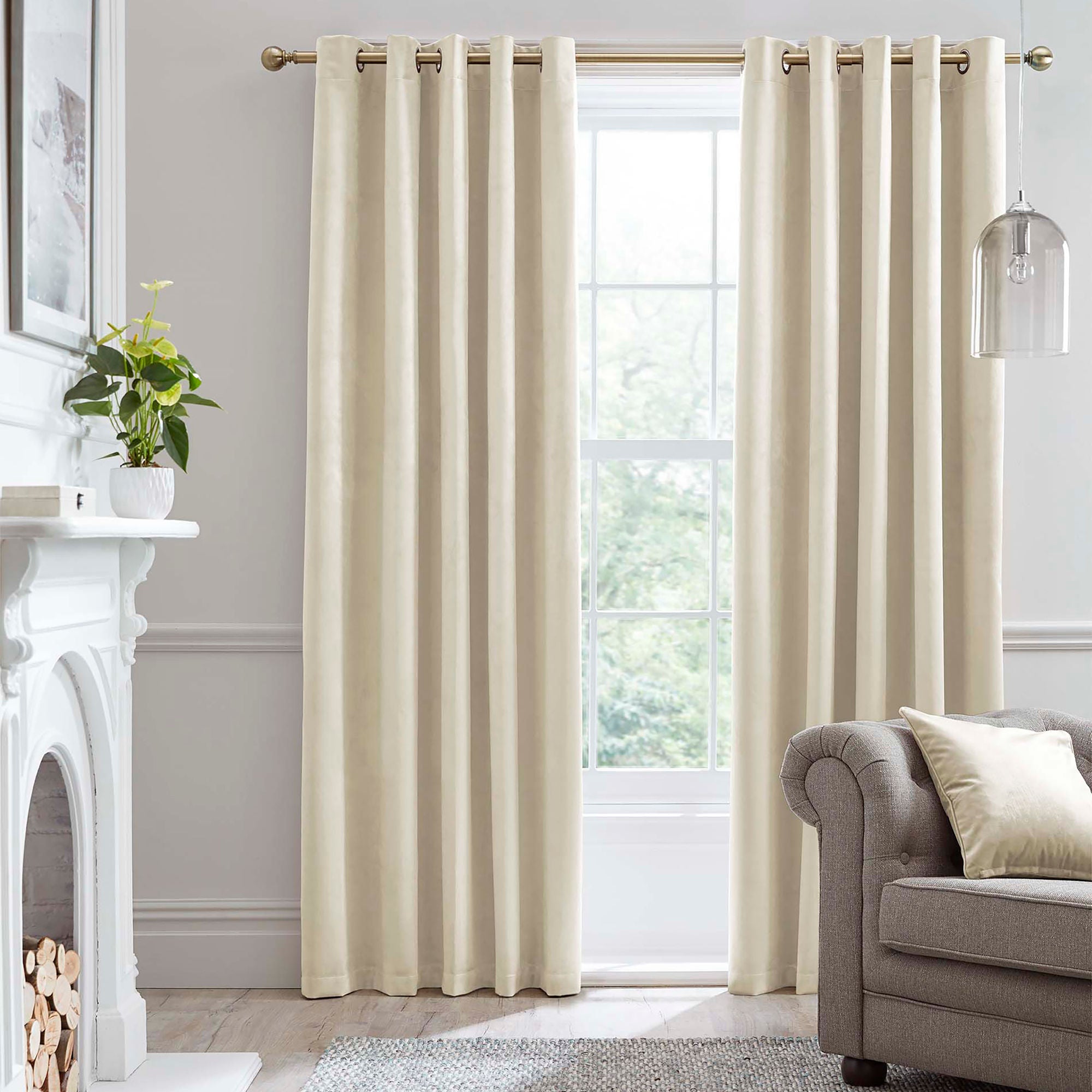 Montrose Pair of Eyelet Curtains by Laurence Llewelyn-Bowen in Ivory - Pair of Eyelet Curtains - Laurence Llewelyn-Bowen