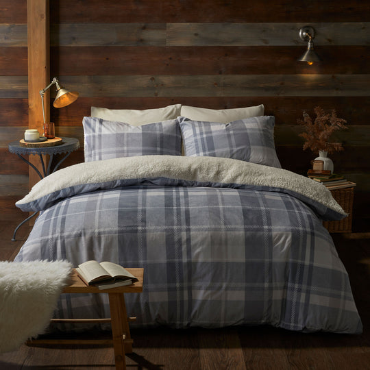 Mulford Check Duvet Cover Set in Grey