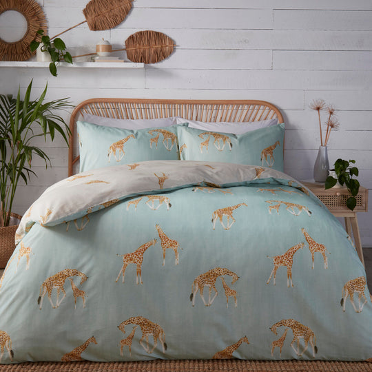 Milo Giraffe Duvet Cover Set in Duck Egg