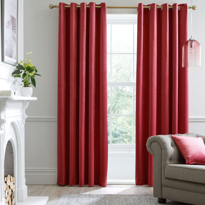Montrose Pair of Eyelet Curtains by Laurence Llewelyn-Bowen in Claret - Pair of Eyelet Curtains - Laurence Llewelyn-Bowen