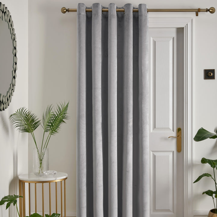 Montrose Eyelet Single Panel Door Curtain by Laurence Llewelyn-Bowen in Silver - Eyelet Single Panel Door Curtain - Laurence Llewelyn-Bowen