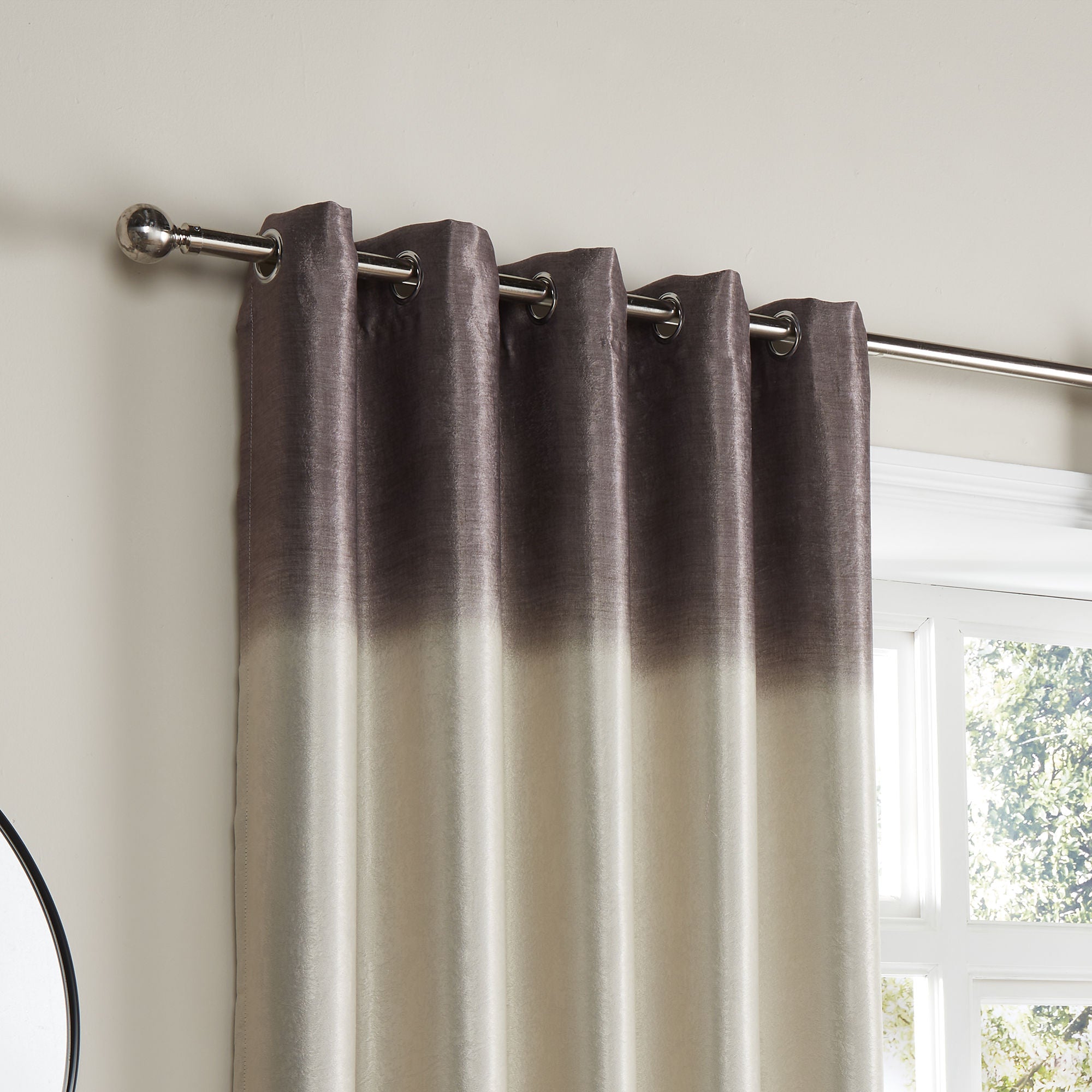 Ombre Strata Pair of Eyelet Curtains by Fusion in Chocolate - Pair of Eyelet Curtains - Fusion