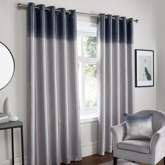 Ombre Strata Eyelet Curtains in Grey