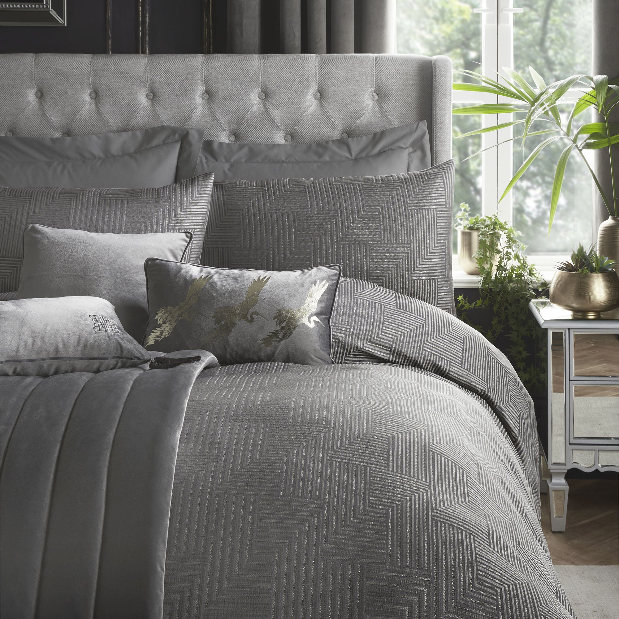Palladio Duvet Cover Set by Laurence Llewelyn-Bowen in Slate - Duvet Cover Set - Laurence Llewelyn-Bowen