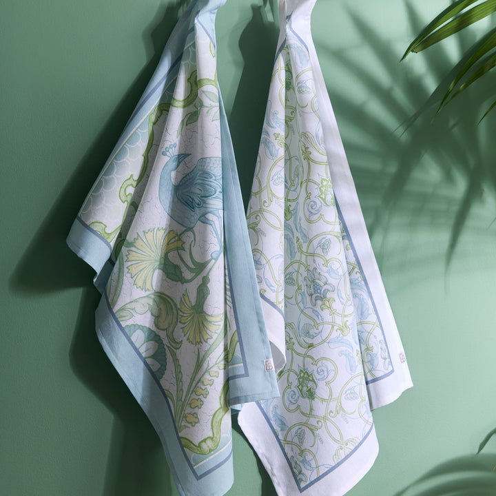 Palm Court Cotton Tea Towel 2 Pack in Green - Tea Towel (2 Pack) - Laurence Llewelyn-Bowen