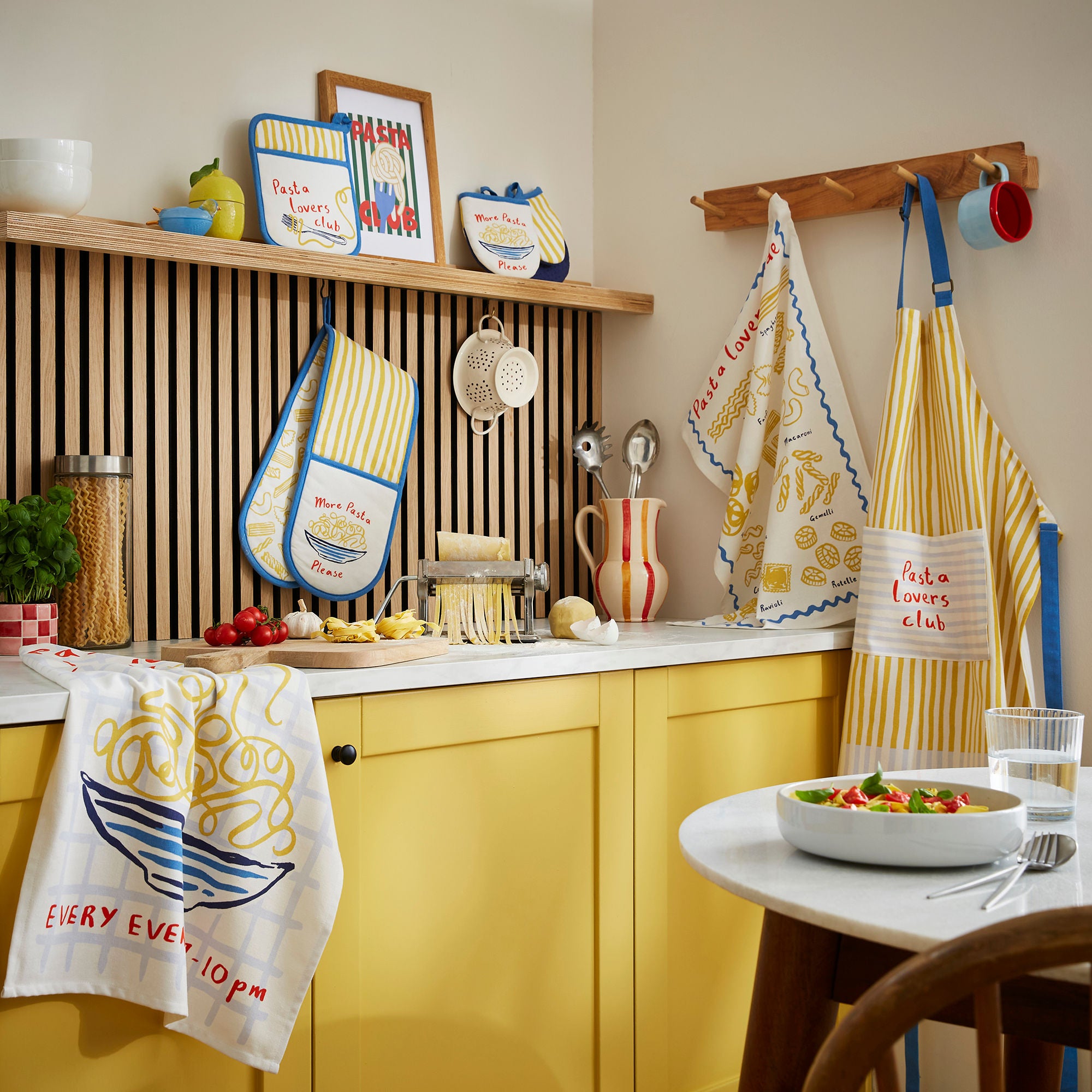 Pasta Lovers Club Cotton Tea Towel in Yellow - Tea Towel - Ulster Weavers