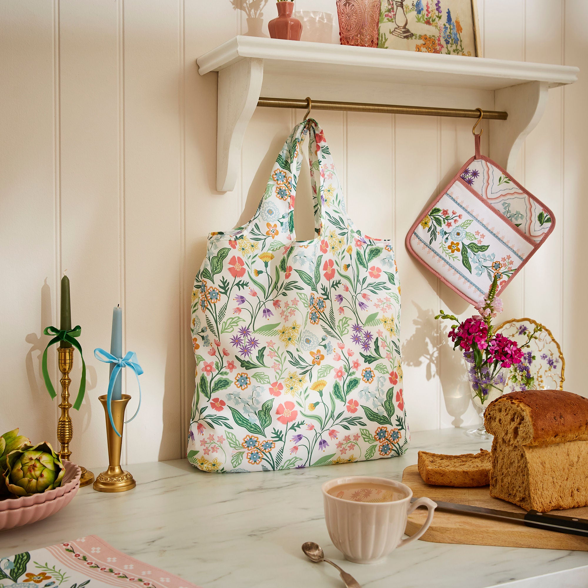 Petals & Prose Foldable Tote Bag Medium in Pink - Bag - Ulster Weavers