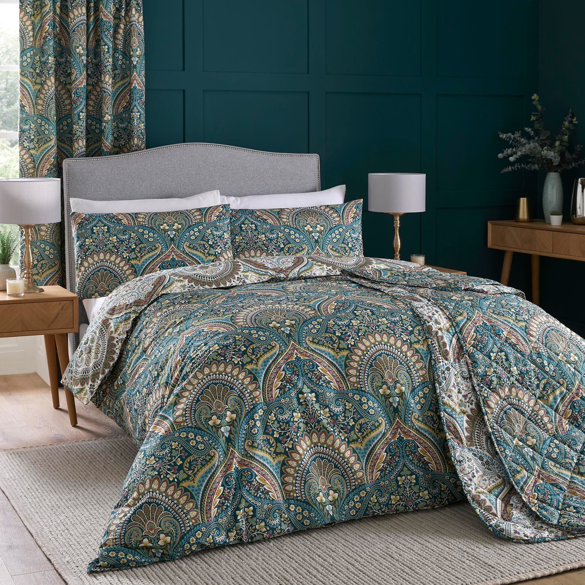 Palais Duvet Cover Set by Dreams & Drapes Design in Teal - Duvet Cover Set - Dreams & Drapes Design