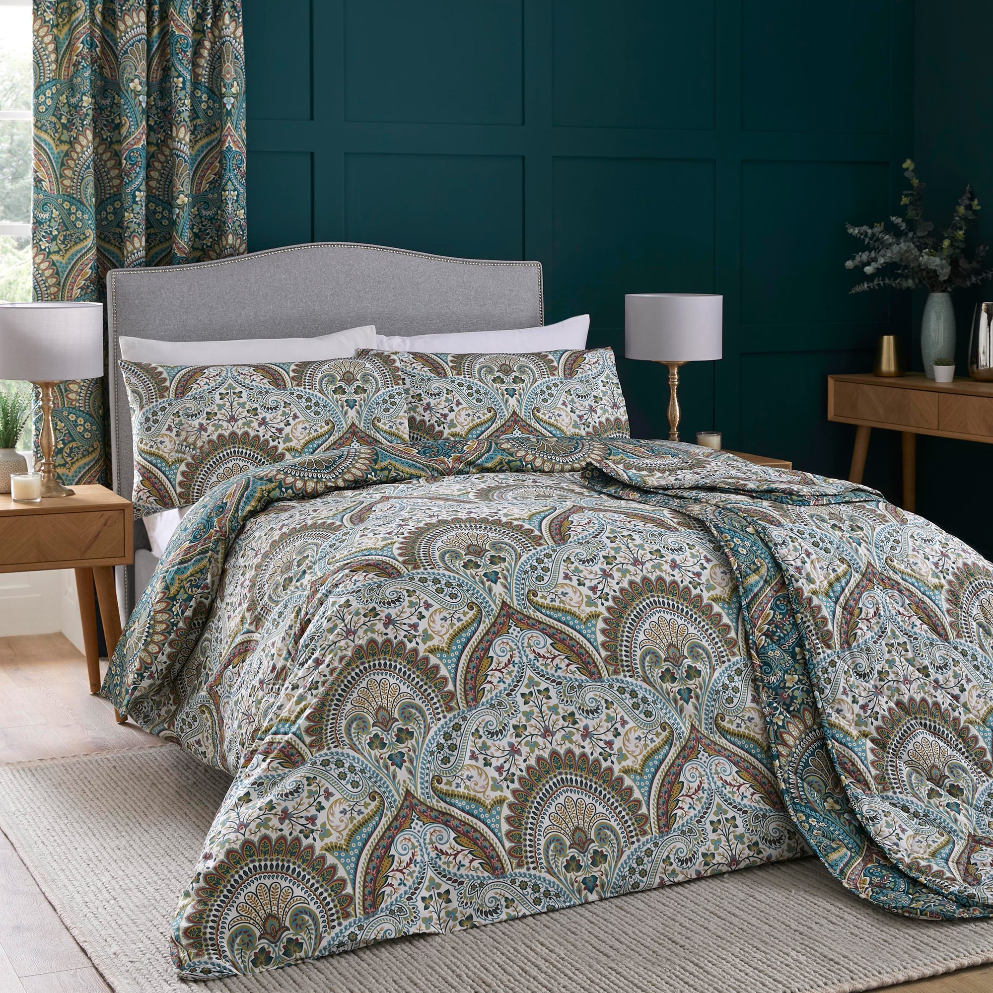 Palais Duvet Cover Set by Dreams & Drapes Design in Teal - Duvet Cover Set - Dreams & Drapes Design