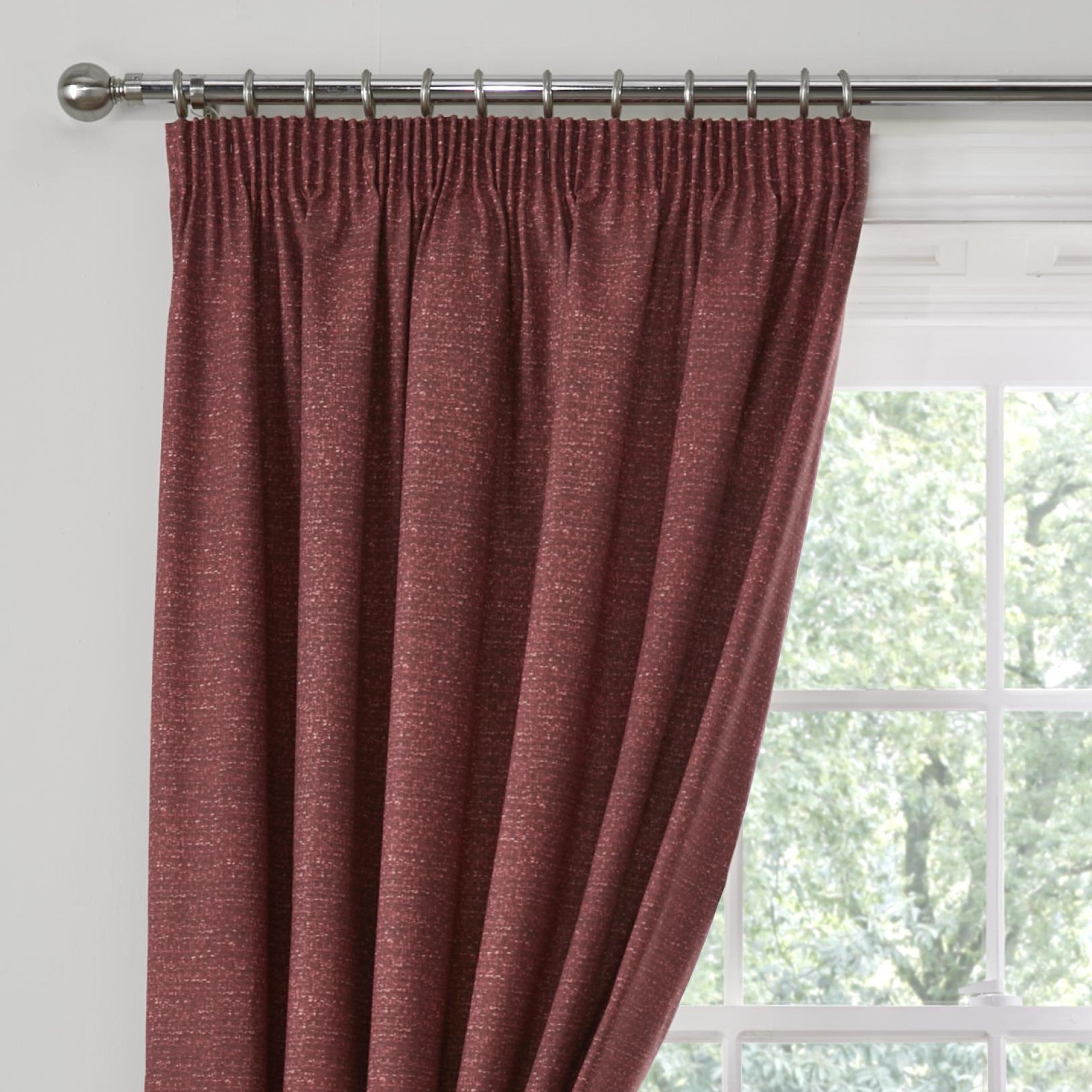 Pembrey Pair of Pencil Pleat Curtains With Tie-Backs by Dreams & Drapes in Red - Pair of Pencil Pleat Curtains With Tie-Backs - Dreams & Drapes Curtains