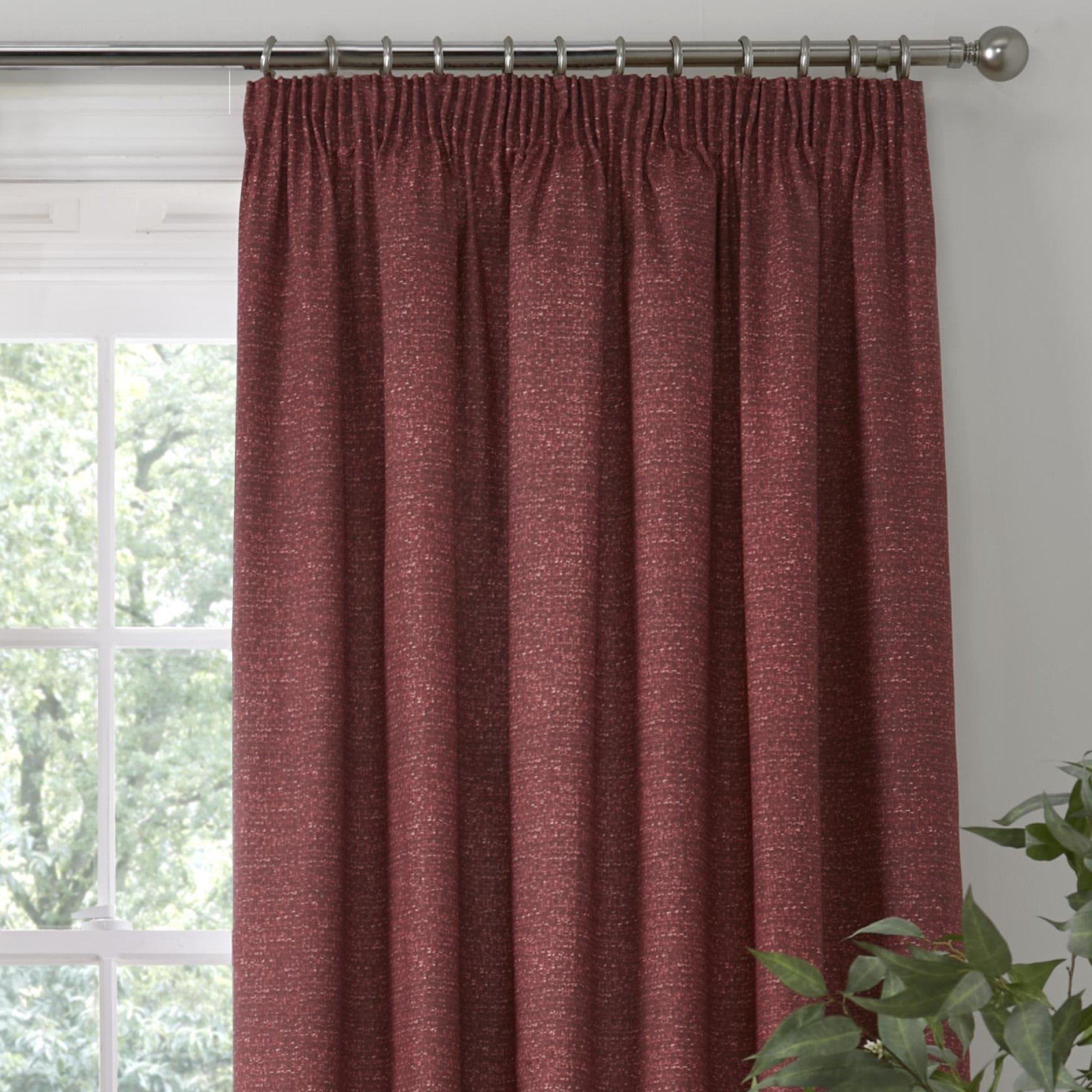 Pembrey Pair of Pencil Pleat Curtains With Tie-Backs by Dreams & Drapes in Red - Pair of Pencil Pleat Curtains With Tie-Backs - Dreams & Drapes Curtains