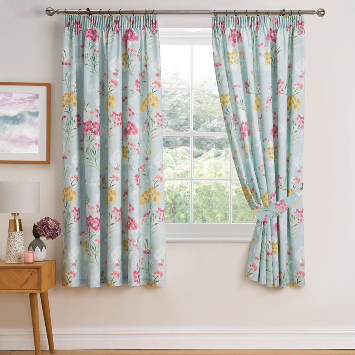 Pia Pair of Pencil Pleat Curtains With Tie-Backs by Dreams & Drapes Design in Multi - Pair of Pencil Pleat Curtains With Tie-Backs - Dreams & Drapes Design
