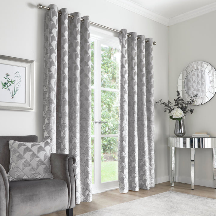 Quentin Pair of Eyelet Curtains by Appletree Boutique in Silver - Pair of Eyelet Curtains - Appletree Boutique