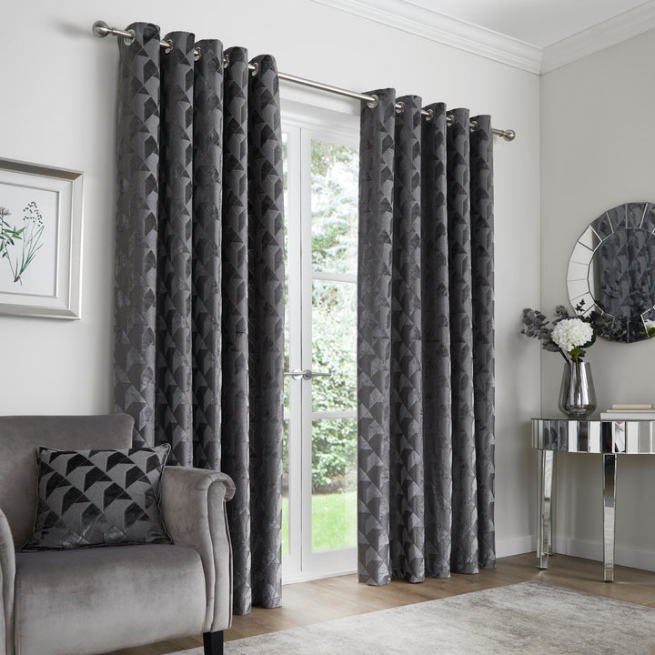 Quentin Pair of Eyelet Curtains by Appletree Boutique in Slate - Pair of Eyelet Curtains - Appletree Boutique
