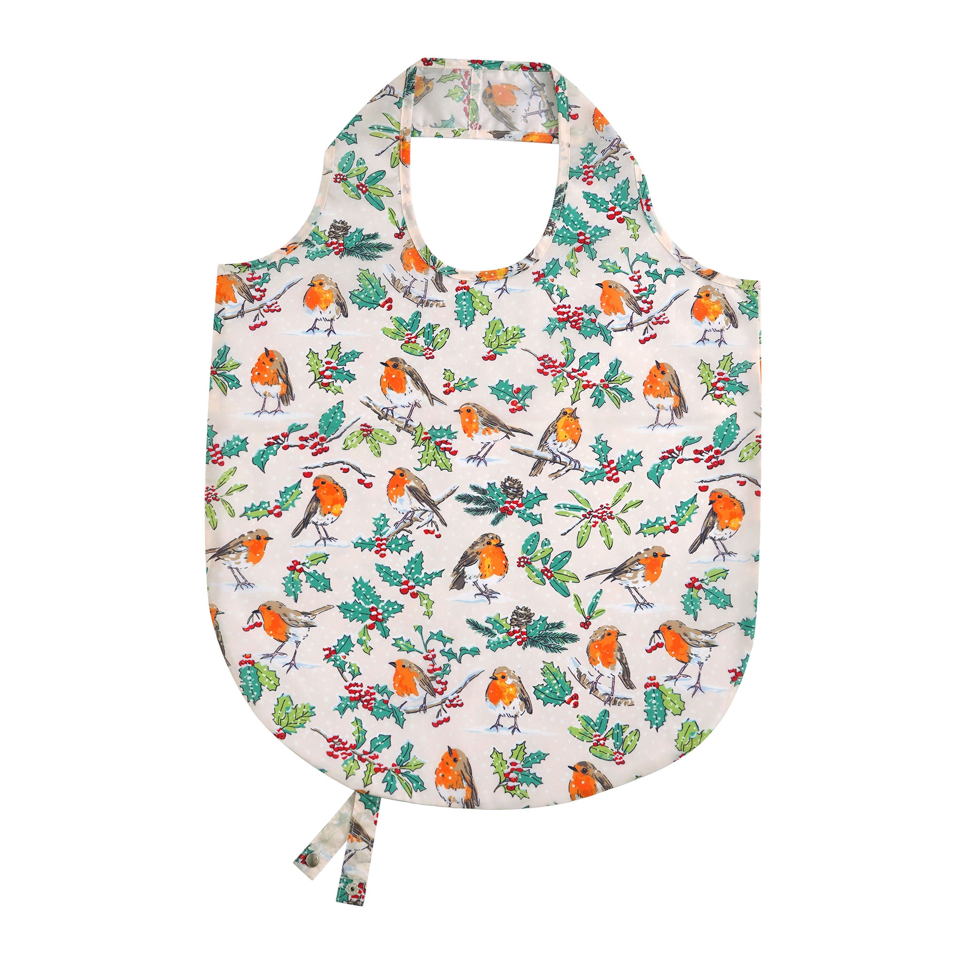 Christmas Robins Foldable Tote Bag Medium in Green - Bag - Ulster Weavers