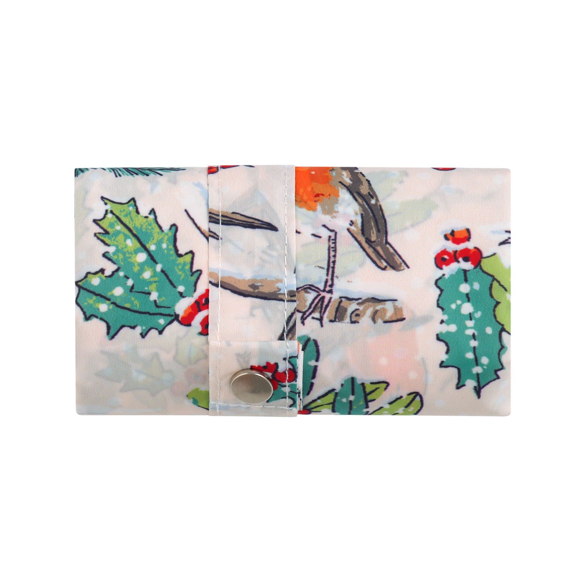 Christmas Robins Foldable Tote Bag Medium in Green - Bag - Ulster Weavers
