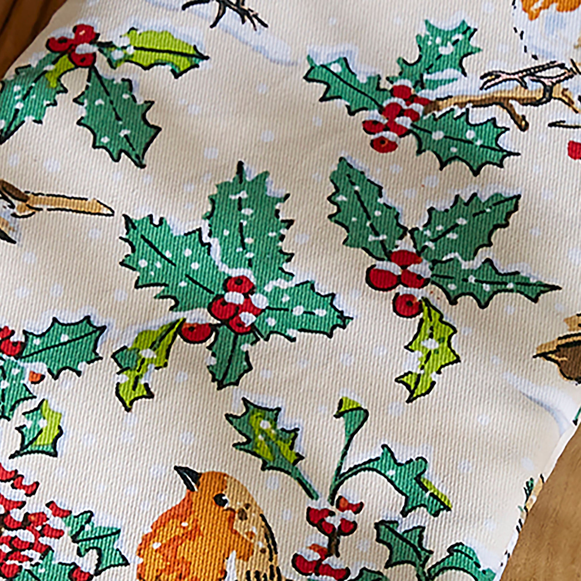 Christmas Robins Gauntlet Oven Glove in Green - Gauntlet Oven Glove - Ulster Weavers