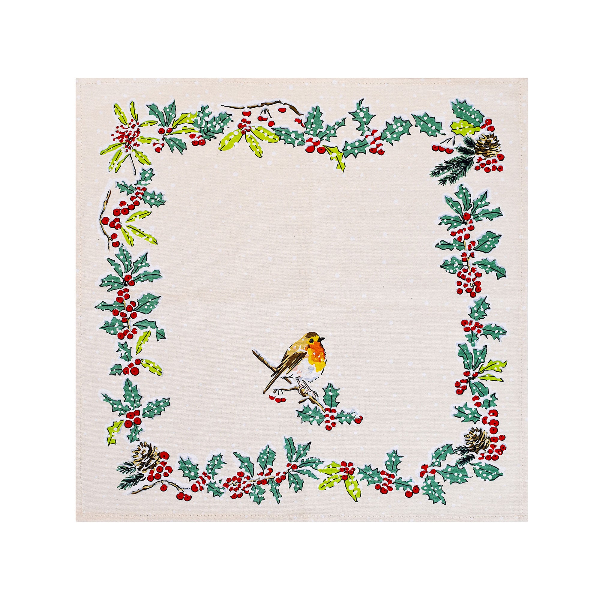 Christmas Robins Napkins 2 Pack in Green - Napkin - Ulster Weavers