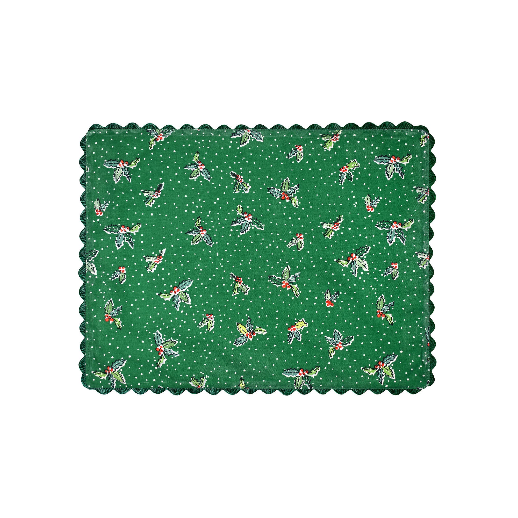 Christmas Robins Cotton Placemats 2 Pack in Green - Placemat - Ulster Weavers