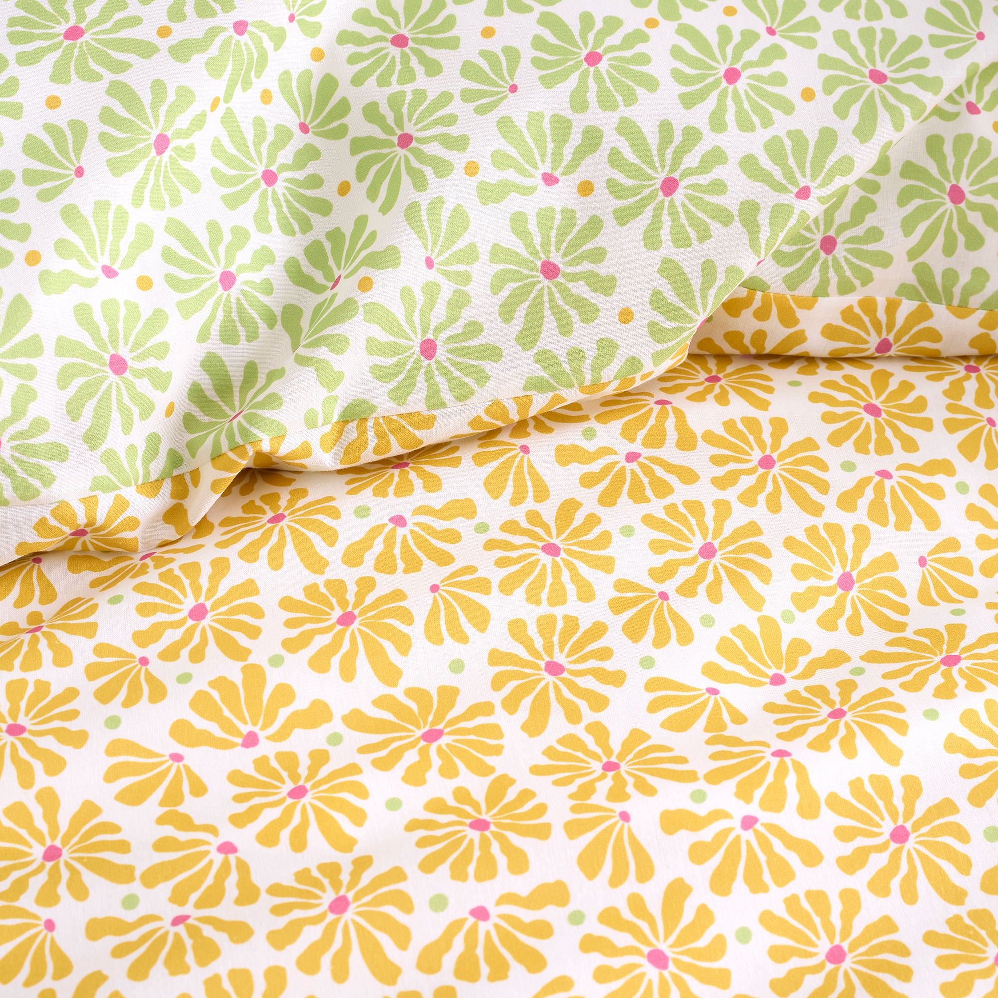 Retro Daisy Floral Duvet Cover Set in Yellow - Duvet Cover Set - Fusion
