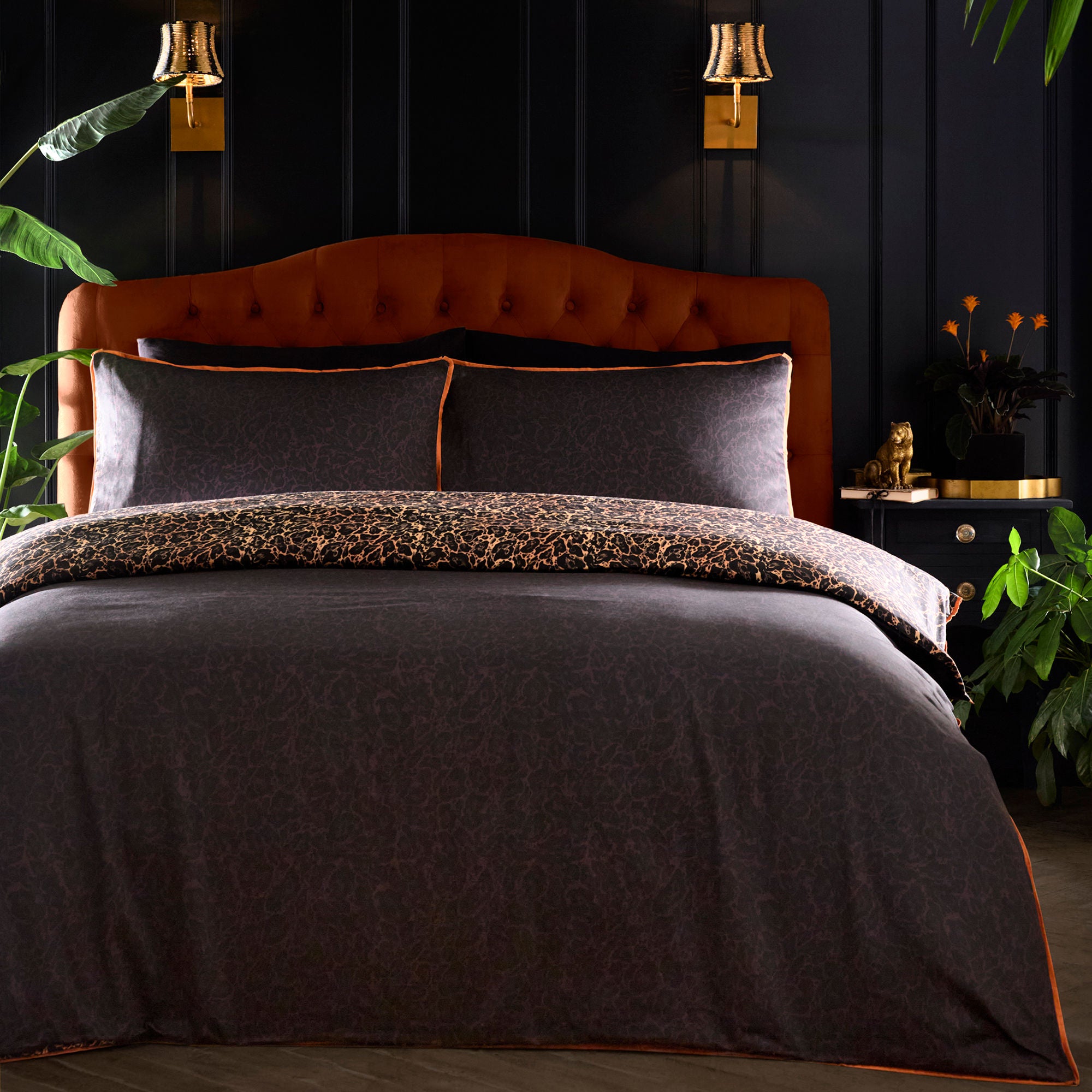 Roxy Leopard Print Duvet Cover Set in Black - Duvet Cover Set - Laurence Llewelyn-Bowen