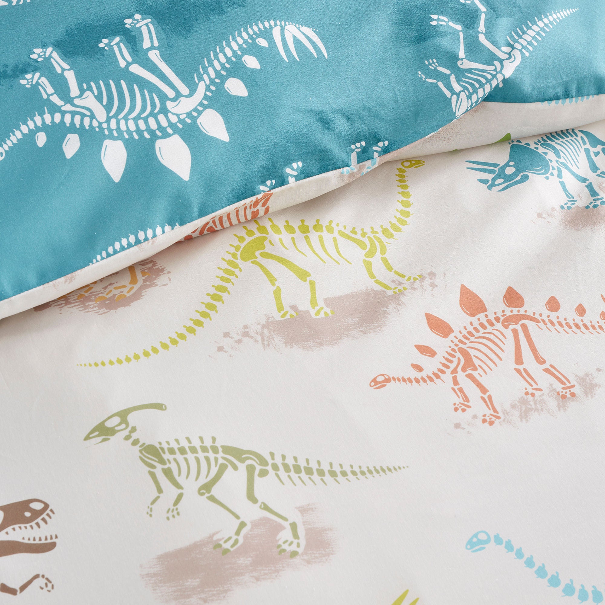 Skeleton Dino Duvet Cover Set in Natural - Duvet Cover Set - Bedlam